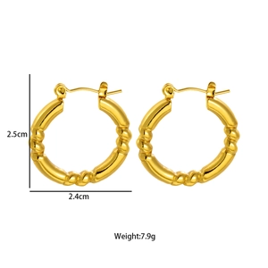 Golden geometric twisted hoop earrings for women, 2.5cm height with metallic texture