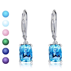 Cushion Cut Dangle Earrings Copper Cubic Zirconia Leverback Drop Jewelry For Women Fashion Commute Elegant Accessories