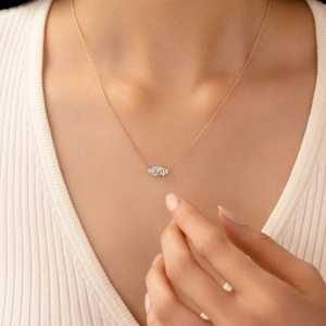 Elegant Copper Birthstone Pendant Necklace For Women Zirconia Water Drop Square Gemstone Clavicle Chain Sweet Jewelry Gift