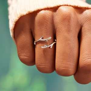 Antler Open Ring Kupfer Platinbeschichtet Minimalistisch Verstellbar Zweig Schmuck Damen Weihnachtsgeschenk Modeaccessoire