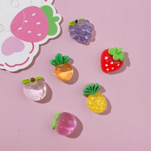Colorful 3D resin fruit charms like strawberry and grape for DIY phone case crafts