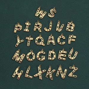 Colgante Letra Inicial Alfabeto Inglés 26 Piezas Cobre Chapado En Oro Zirconia Colorida Para Creación De Joyas DIY