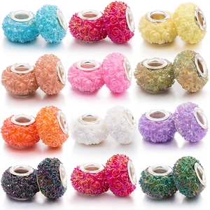 Perles Barils en Résine Plaquée Couleur Fleur de Rose Perles à Gros Trous pour Bracelet Collier DIY Fabrication de Bijoux Artisanat Fait Main Breloque