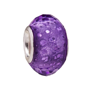 Faceted purple resin bead with large silver metal core for DIY bracelet making