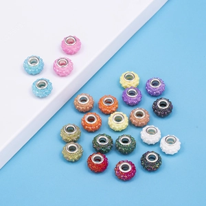 Colorful resin floral beads with large holes and metal grommets for DIY jewelry making