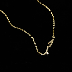 Rose gold Arabic Love necklace featuring micro-set zircons on a delicate chain