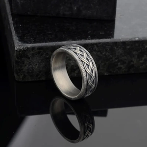 Bague Large Tressée Nœud Celtique Vintage Pour Hommes Femmes Cuivre Oxydé Argent Antique Style Viking Bijoux Cadeau