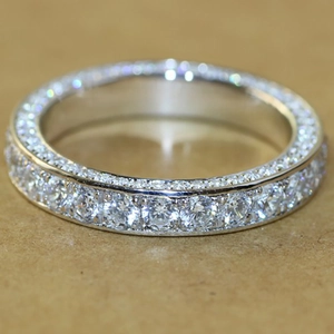 Classic silver-toned eternity ring with sparkling micro-pave cubic zirconia crystals
