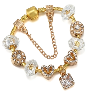 Lussuoso Bracciale A Catena Serpente In Lega Placcato Oro Con Ciondoli In Cristallo A Cuore E Quadrato Gioielli Alla Moda Donna