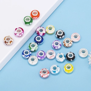 Colorful gradient resin beads with large holes and metal cores for DIY jewelry sets
