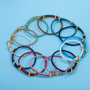 Braided leather bracelets in colorful multi-pack with elegant golden metal clasps