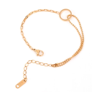 Elegante cavigliera placcata oro 18K con design a catena asimmetrica a sfere