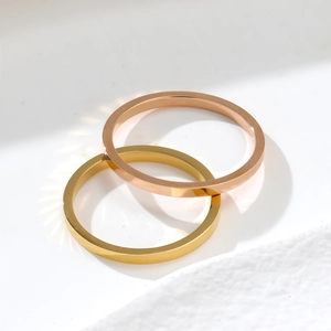 Minimalist Titanium Steel Smooth Band Ring For Women Men Rose Gold Gold Plated Stainless Steel Polished Ring Jewelry Gift