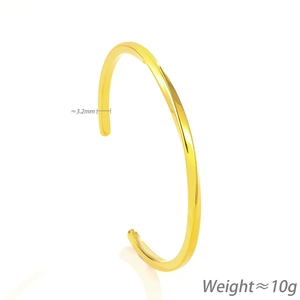 Bracelet jonc ouvert minimaliste en acier titane or rose avec finition polie miroir