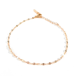 Rose gold stainless steel anklet with olive leaf links and K18 hallmark detail