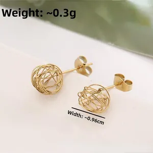 Pendientes de bola dorada de 18k, joyas ligeras de 0,96cm con diseño minimalista ins