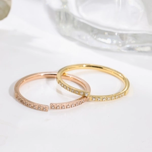 Minimalist Stainless Steel Zirconia Stackable Ring For Women Simple Single Row Sparkling Stone Elegant Finger Ring Jewelry