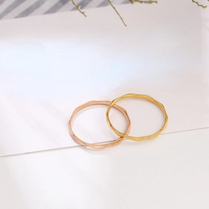 Anillo de Acero Inoxidable Fino de 1mm para Mujer Corte de Diamante Geométrico Minimalista Oro Oro Rosa Joyería Pulida