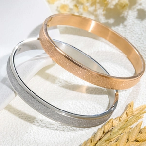 Minimalist Titanium Steel Frosted Bangle For Men Women Couple Gift Rose Gold Silver Plated Simple Jewelry Bracelet