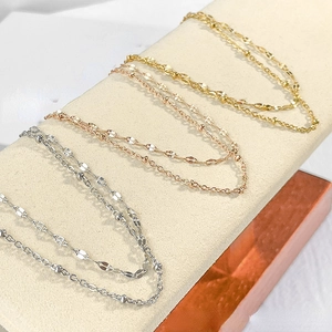 Double Layer Stainless Steel Leaf Bracelet Anklet For Women 18K Gold Plated Waterproof Shimmering Bead Chain Jewelry