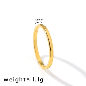 Detail of 1.8mm golden titanium ring featuring a geometric multi-faceted surface