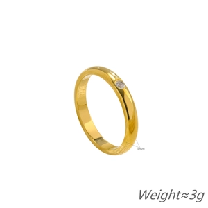 Gold-plated titanium steel ring with a sparkling 3mm diamond inlay for couples