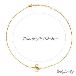 Collier nœud en acier titane doré pour femme avec un élégant pendentif en corde torsadée