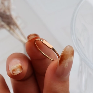 Anillo de Dedo Minimalista de Acero Inoxidable Chapado en Oro Rosa con Barra Rectangular Joyería Geométrica para Mujer Moda