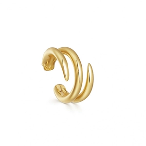Moderner 14K Gold zweischichtiger Ohrmanschette mit poliertem Spiegel-Finish für Damen