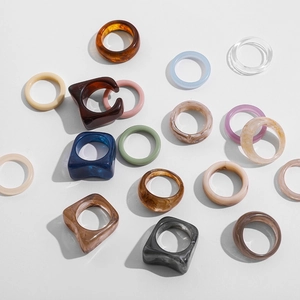 Colorful Y2K resin acrylic rings in various vibrant colors and geometric shapes