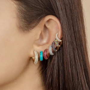 Vintage Luxus Legierung Zirkonia Creolen Für Damen Bunte Regenbogen Kristall Voll Diamant Ohrschnalle Huggie Schmuck