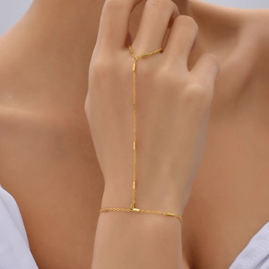 Pulsera de Esclava de Cobre Minimalista con Mariposa Cadena de Mano Con Anillo Gioielli Chapado en Oro Plata para Mujer Boda