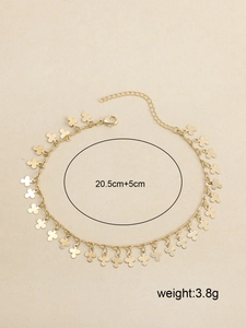 Detail der 18K Gold Kleeblatt Fußkette mit 20,5cm Kette und 5cm Verlängerungsgliedern