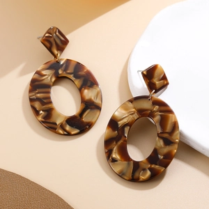 Orecchini Pendenti in Acetato di Cellulosa Geometrici Motivo Marmo Leopardo Ovale Orecchini in Acrilico da Donna Gioielli