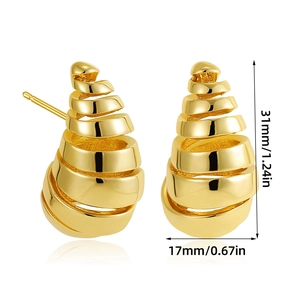 Pendientes de gota en espiral de acero inoxidable 18K de 31 mm por 17 mm