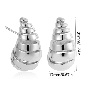 Dimensiones detalladas de los pendientes de gota de plata de 31 mm y 17 mm de ancho