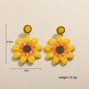 Détails des boucles d'oreilles tournesol en perles colorées avec dimensions et poids