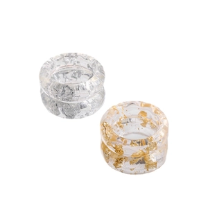 Retro Y2K-Ringe aus Kunstharz mit Gold- und Silberfolie im geometrischen dicken Design