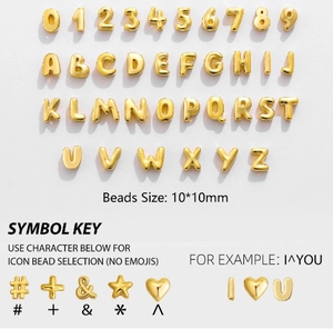 Detailed view of 10mm golden bubble 3D alphabet and number beads for DIY jewelry making