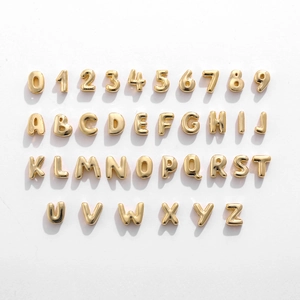 Polished gold 3D alphabet letters and numbers charms set for custom jewelry