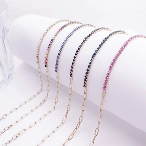 18K vergulde roestvrijstalen armbanden met kleurrijke zirkoonstenen als set