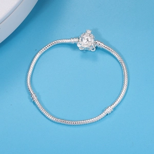 Bracciale carrozza a zucca in argento con chiusura a corona e zirconi scintillanti