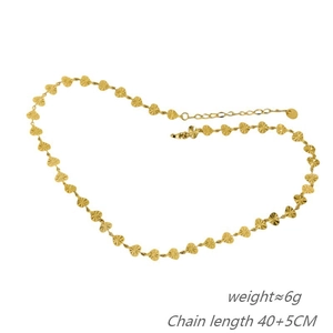 Detailed view of tiny gold heart link necklace with adjustable lobster clasp closure