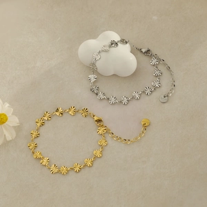 Minimalist Stainless Steel Heart Link Chain Necklace Bracelet For Women Fashion Sunburst Texture Gold Silver Adjustable Jewelry