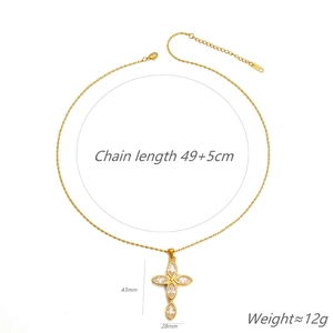 Titaniumstalen kruisketting met marquise-geslepen stenen en gouden afwerking voor dames