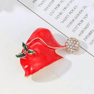 Christmas Hat Brooch For Women Men Red Enamel Alloy Rhinestone Festive Hat Pin Fashion Jewelry Accessory For Christmas Party Gift