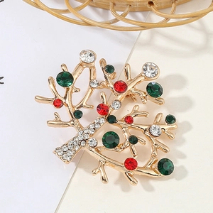 Luxus Goldfarbene Legierung Weihnachtsbaum Brosche Mit Bunten Strasssteinen Eingelegt Festliche Baumzweig Pin Weihnachtsgeschenk
