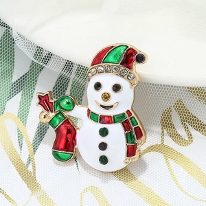 Luxury Christmas Snowman Napkin Rings Rhinestone Enamel Napkin Buckles For Holiday Party Table Decor Alloy Accessories