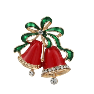 Christmas napkin ring with red bells, green bow and sparkling white rhinestones
