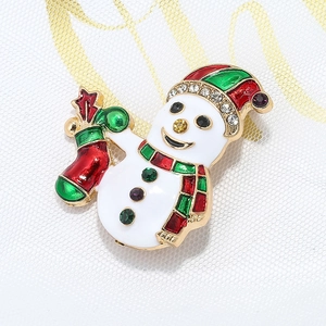 Luxury Christmas snowman napkin ring with rhinestones and colorful enamel accents